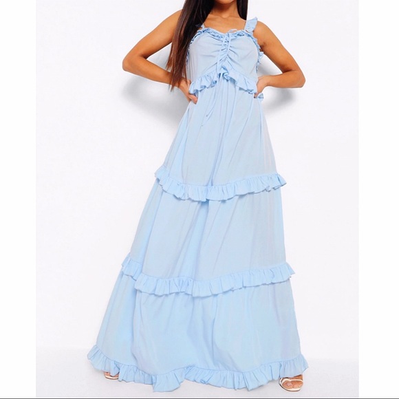 🦋 TALL SKY BLUE RUFFLE MAXI DRESS! - Picture 11 of 12